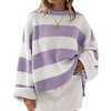 image:imageZESICA Womens Fall Winter Oversized Striped Knit Sweaters Fashion ClothesLightpurple