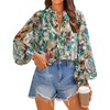 image:imageZESICA Womens Floral Print Long Sleeve Button Down Boho TopPink Green