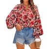 image:imageZESICA Womens Floral Print Long Sleeve Button Down Boho TopVintage Pink