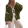 image:imageZESICA Womens Long Sleeve Cardigans Tie Front Bow SweatersArmygreen