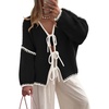 image:imageZESICA Womens Long Sleeve Cardigans Tie Front Bow SweatersBlack