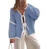 image:imageZESICA Womens Long Sleeve Cardigans Tie Front Bow SweatersBlue