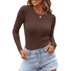 image:imageZESICA Womens Long Sleeve Ribbed Knit Fitted Sweaters TopsCoffee