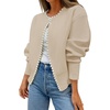 image:imageZESICA Womens Pearls Trim Open Front Cardigan SweaterApricot