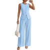 image:imageZESICA Womens Summer 2 Piece Suits Sets Work Office OutfitsBlue