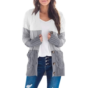 image:imageZESICA Long Sleeve Button Down Open Front Cable Knit Cardigan SweatersMiddlegrey
