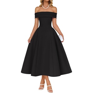 image:imageZESICA Summer 2026 Off Shoulder Cocktail Dresses for WomenBlack