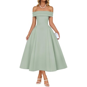 image:imageZESICA Summer 2026 Off Shoulder Cocktail Dresses for WomenLight Green
