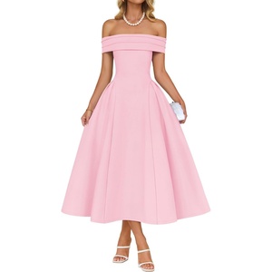image:imageZESICA Summer 2026 Off Shoulder Cocktail Dresses for WomenPink