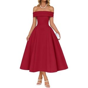 image:imageZESICA Summer 2026 Off Shoulder Cocktail Dresses for WomenRed
