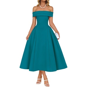 image:imageZESICA Summer 2026 Off Shoulder Cocktail Dresses for WomenTeal
