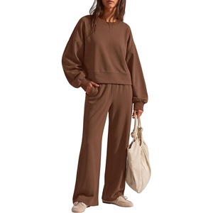 image:imageZESICA Two Piece Lounge Sets for Women Fall Sweatsuit Tracksuit OutfitsBrown