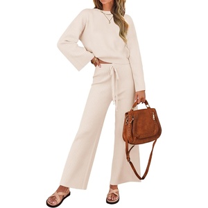image:imageZESICA Womens 2 Piece Sweater Lounge Sets 2026 Fall Knit Matching OutfitsApricot