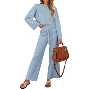 image:imageZESICA Womens 2 Piece Sweater Lounge Sets 2026 Fall Knit Matching OutfitsBlue