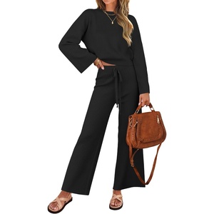 image:imageZESICA Womens 2 Piece Sweater Lounge Sets 2026 Fall Knit Matching OutfitsDarkblack