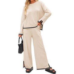 image:imageZESICA Womens 2 Piece Sweater Lounge Sets 2026 Fall Knit Matching OutfitsNatural