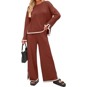 image:imageZESICA Womens 2 Piece Sweater Lounge Sets 2026 Fall Knit Matching OutfitsRust