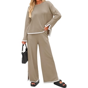 image:imageZESICA Womens 2 Piece Sweater Lounge Sets 2026 Fall Knit Matching OutfitsTan