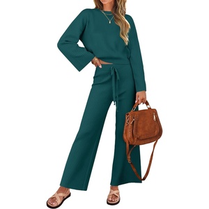 image:imageZESICA Womens 2 Piece Sweater Lounge Sets 2026 Fall Knit Matching OutfitsTeal