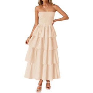 image:imageZESICA Womens 2026 Summer Boho Strapless Maxi DressesApricot