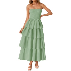 image:imageZESICA Womens 2026 Summer Boho Strapless Maxi DressesSage