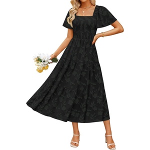 image:imageZESICA Womens 2026 Summer Boho Wedding Guest Midi DressesBlack