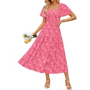 image:imageZESICA Womens 2026 Summer Boho Wedding Guest Midi DressesHotpink
