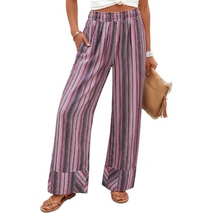 image:imageZESICA Womens 2026 Summer Striped Wide Leg Palazzo Pants with PocketsPurpletaro
