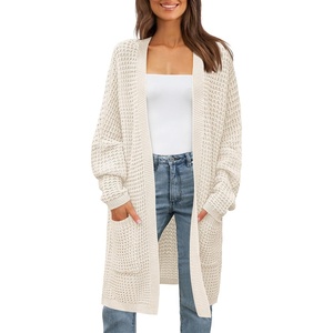 image:imageZESICA Womens Fall 2025 Long Batwing Sleeve Open Front Chunky Knit Cardigan SweaterBampApricotLarge