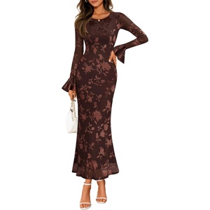 image:imageZESICA Womens Fall Bell Long Sleeve Wedding Guest DressesCoffee