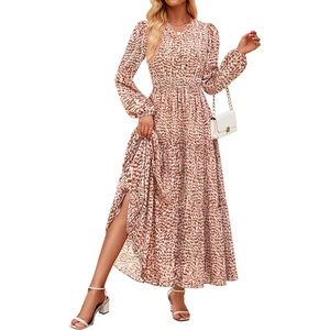 image:imageZESICA Womens Fall Boho Floral Long Sleeve Wedding Guest Maxi DressesOrange Red