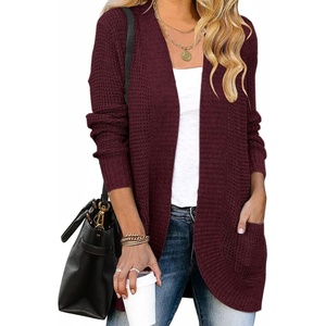 image:imageZESICA Womens Fall Fashion Open Front Cardigan SweatersWine