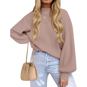 image:imageZESICA Womens Fall Fashion Turtleneck Long Sleeve Knit Oversized SweatersAlmond
