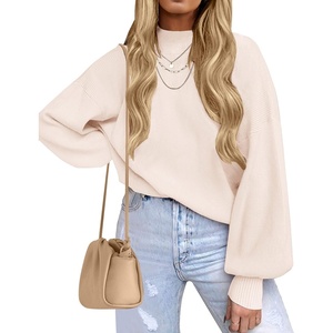 image:imageZESICA Womens Fall Fashion Turtleneck Long Sleeve Knit Oversized SweatersBeige