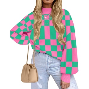 image:imageZESICA Womens Fall Fashion Turtleneck Long Sleeve Knit Oversized SweatersGreenplaid