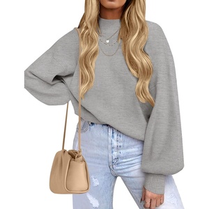 image:imageZESICA Womens Fall Fashion Turtleneck Long Sleeve Knit Oversized SweatersGrey