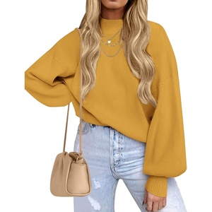 image:imageZESICA Womens Fall Fashion Turtleneck Long Sleeve Knit Oversized SweatersMustard