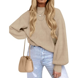 image:imageZESICA Womens Fall Fashion Turtleneck Long Sleeve Knit Oversized SweatersOatmeal