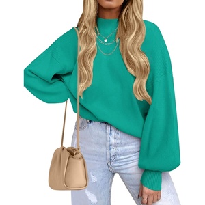 image:imageZESICA Womens Fall Fashion Turtleneck Long Sleeve Knit Oversized SweatersPeacock