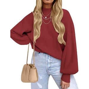 image:imageZESICA Womens Fall Fashion Turtleneck Long Sleeve Knit Oversized SweatersWine