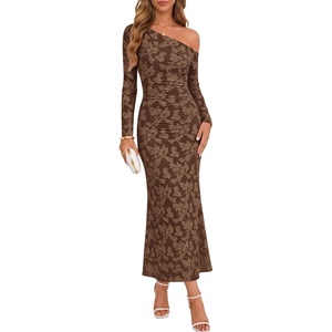 image:imageZESICA Womens Fall Floral Off Shoulder Wedding Guest DressesBrown