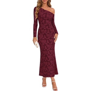image:imageZESICA Womens Fall Floral Off Shoulder Wedding Guest DressesBurgundy