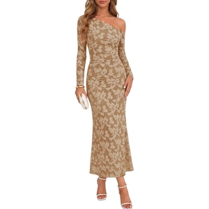 image:imageZESICA Womens Fall Floral Off Shoulder Wedding Guest DressesKhaki