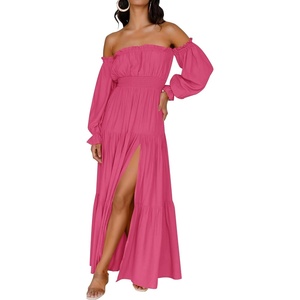 image:imageZESICA Womens Fall Long Sleeve Boho Off Shoulder Maxi DressesRose