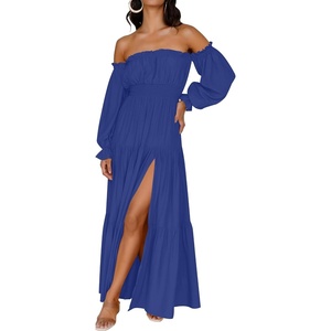 image:imageZESICA Womens Fall Long Sleeve Boho Off Shoulder Maxi DressesRoyal Blue