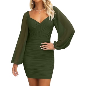 image:imageZESICA Womens Fall Long Sleeve Cocktail Party Mini DressesArmygreen