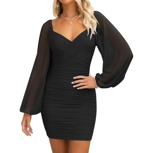 image:imageZESICA Womens Fall Long Sleeve Cocktail Party Mini DressesBlack