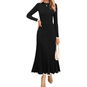 image:imageZESICA Womens Fall Long Sleeve Crewneck Sweater Maxi DressBlack