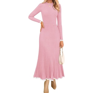 image:imageZESICA Womens Fall Long Sleeve Crewneck Sweater Maxi DressPink