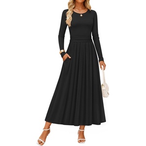 image:imageZESICA Womens Fall Long Sleeve Slimming Knit Modest Maxi DressesBlack